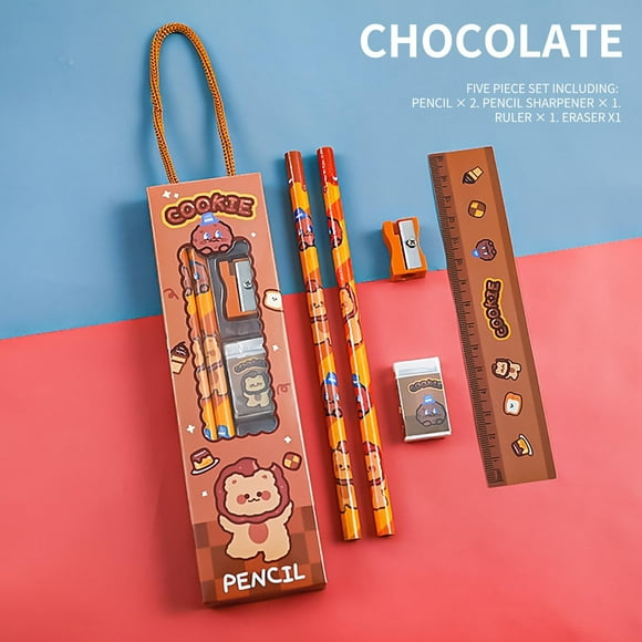 PEONAVET Mignon Crayon Boîte Cinq Pièces Costume Étudiant Cadeau de Saison de Remise des Diplômes Mignon Crayon Cinq en Papeterie