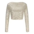 thumbnail image 6 of Sequin Crop Tops for Women Long Sleeve Crewneck Glitter Tshirt Y2K Teen Girls Cute Sparkle Blouse Tees for Party Club, 6 of 6