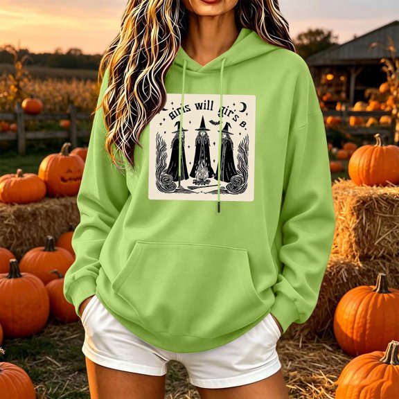 Ynynloco Women’s Fall Halloween Hoodies Sweatshirt Slouchy Casual Long Sleeve Pullover Tops with Pocket for Thanksgiving Present Gift