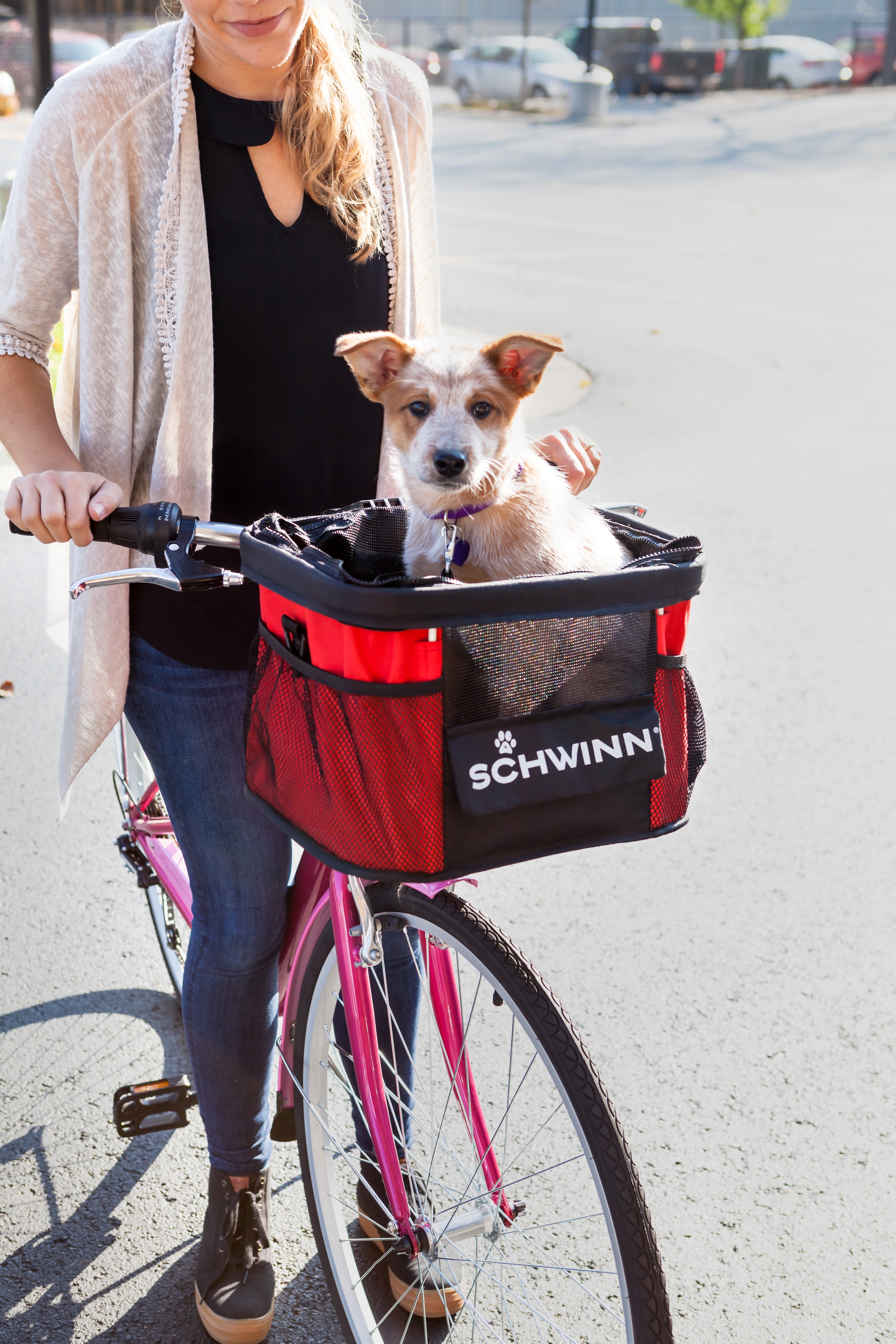 Collapsible Bike Basket Flower Printed Small Pet Cat Dog Carrier Bag