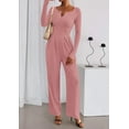 thumbnail image 5 of PRETTYGARDEN Jumpsuits for Women Dressy Casual Fall One Piece Outfits Long Sleeve Crew Neck Wide Leg Pants Rompers, 5 of 8