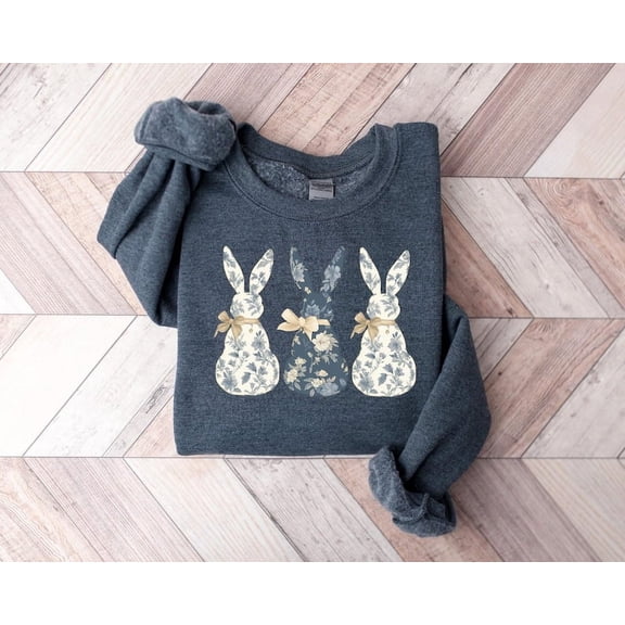 Floral Bunny Sweatshirt, Cute Easter Bow Crewneck, Trendy Bunny Women's Sweater, Coquette Easter Bunny Sweatshirt, Gift for Her