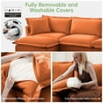 thumbnail image 4 of 120" Upholstered Chenille 3 Seater Cloud Deep Seat Sofa, Slipcovered Sectional Couch with Removable Covers for Living Room,Orange, 4 of 13
