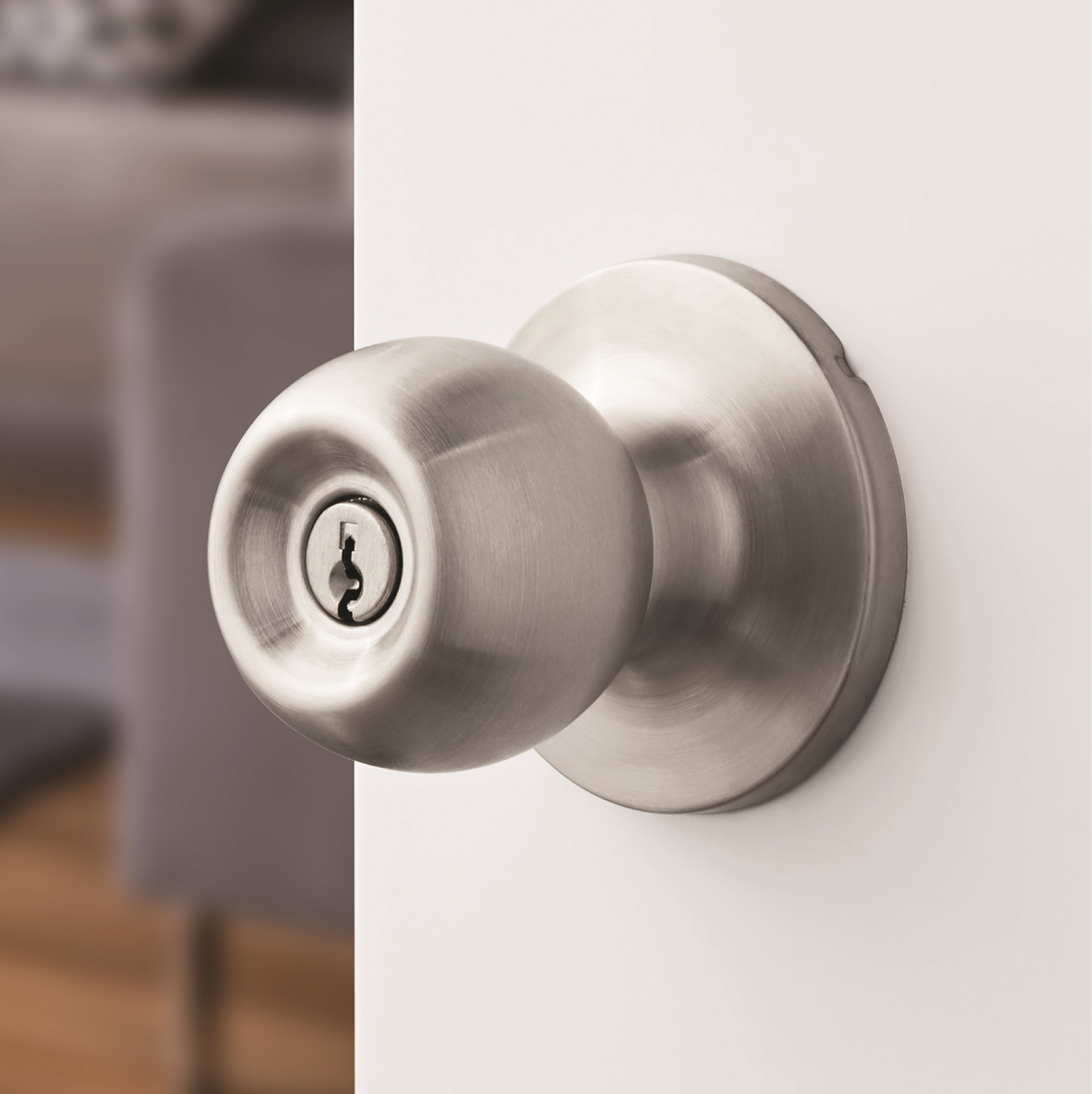 Hyper Tough Keyed Entry Ball Lock Doorknobs with Stainless Steel Finish, Twin Pack