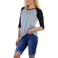 thumbnail image 6 of ToBeInStyle Women's Classic Cotton Baseball T-Shirts - Light Grey/Black - Large, 6 of 7