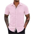 thumbnail image 7 of ZZwxWA Men's Casual Button Down Shirts Short Sleeve Regular Fit Untucked Dress Shirts Knit Textured Holiday Saving, 7 of 7