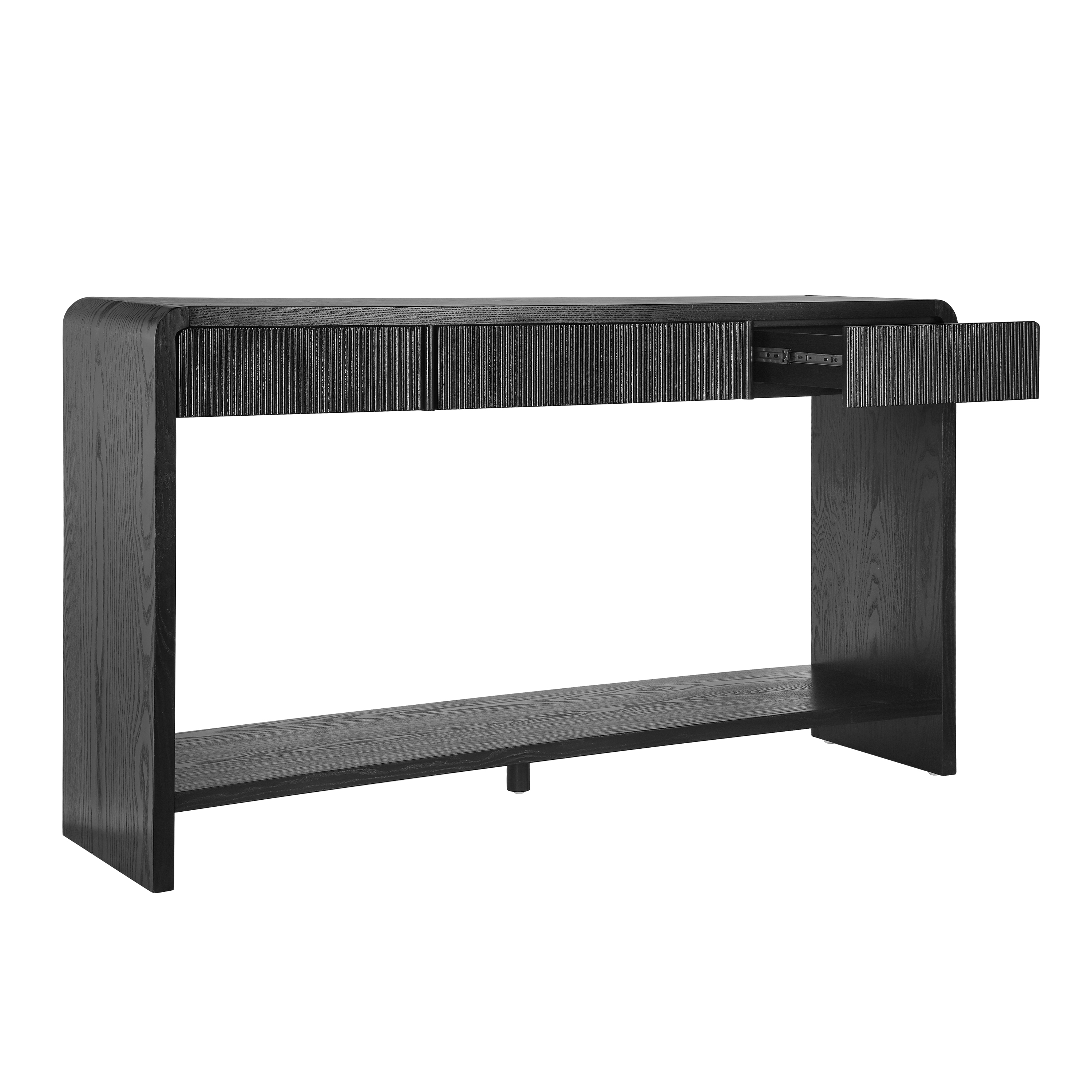 EUROCO 59" Console Table with 3 Drawers,Narrow Long Entryway Table with Round Edge Design and Bottom Shelf for Entryway Hallway Living Room,Black