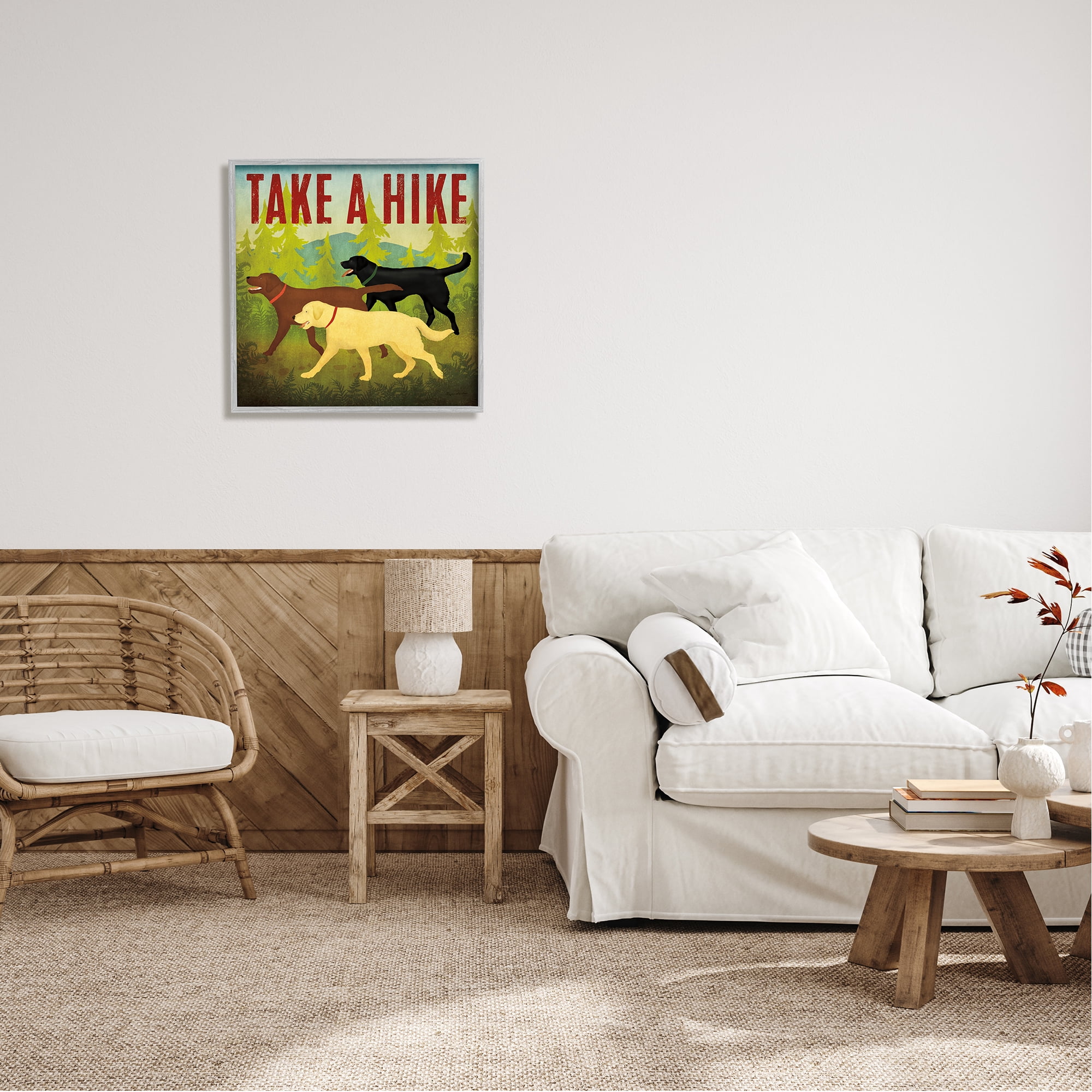 Stupell Industries Take a Hike Phrase Animals & Insects Painting Gray Framed Art Print Wall Art, 24 x 24