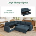thumbnail image 5 of Marrber Blue 87" Compact Corner L Shaped Convertible Sectional Sofa with Pull Out Bed and Storage, Corduroy Tufted, 5 of 9