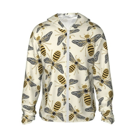 Sigee Flying Bees1 Print UPF50+ Men s Sun Protection Hoodie Shirt SPF UV Shirt Long Sleeve Fishing Outdoor Lightweight S-3XL
