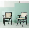 thumbnail image 2 of SAFAVIEH Couture Hattie Coastal Cane Solid Dining Armchair, Black/Natural (Set of 2), 2 of 12