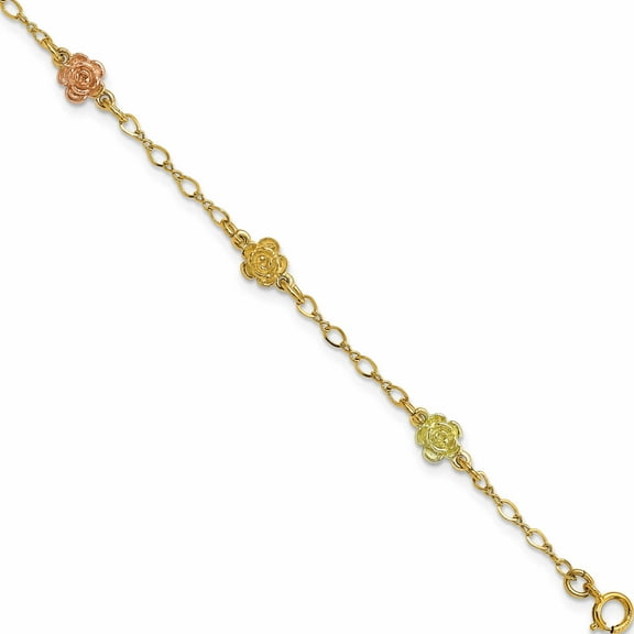 10K Yellow Gold & Rose Black Hills Roses Bracelet (7.5 X 9.45) Made In United States 10bh705-7.5