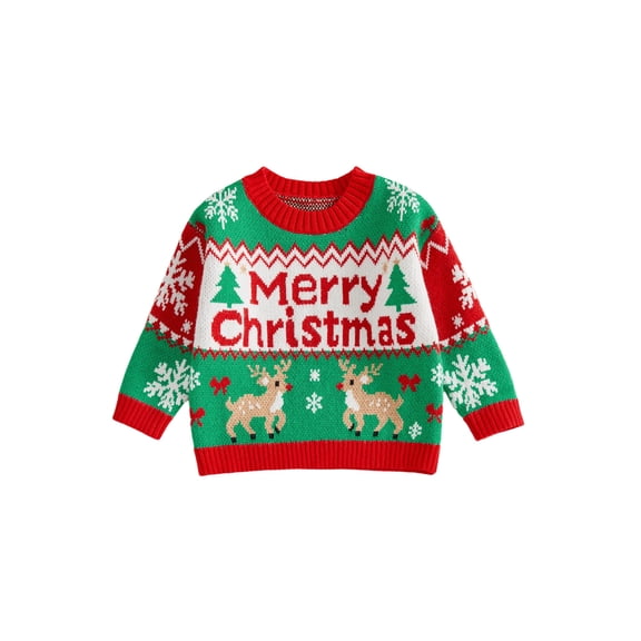 RUINIXCW Toddler Baby Baby Girl Boy Christmas Ugly Sweater Fall Winter Xmas Knit Sweaters Infant Girl Boy Reindeer Long Sleeve Jumper Pullover Tops
