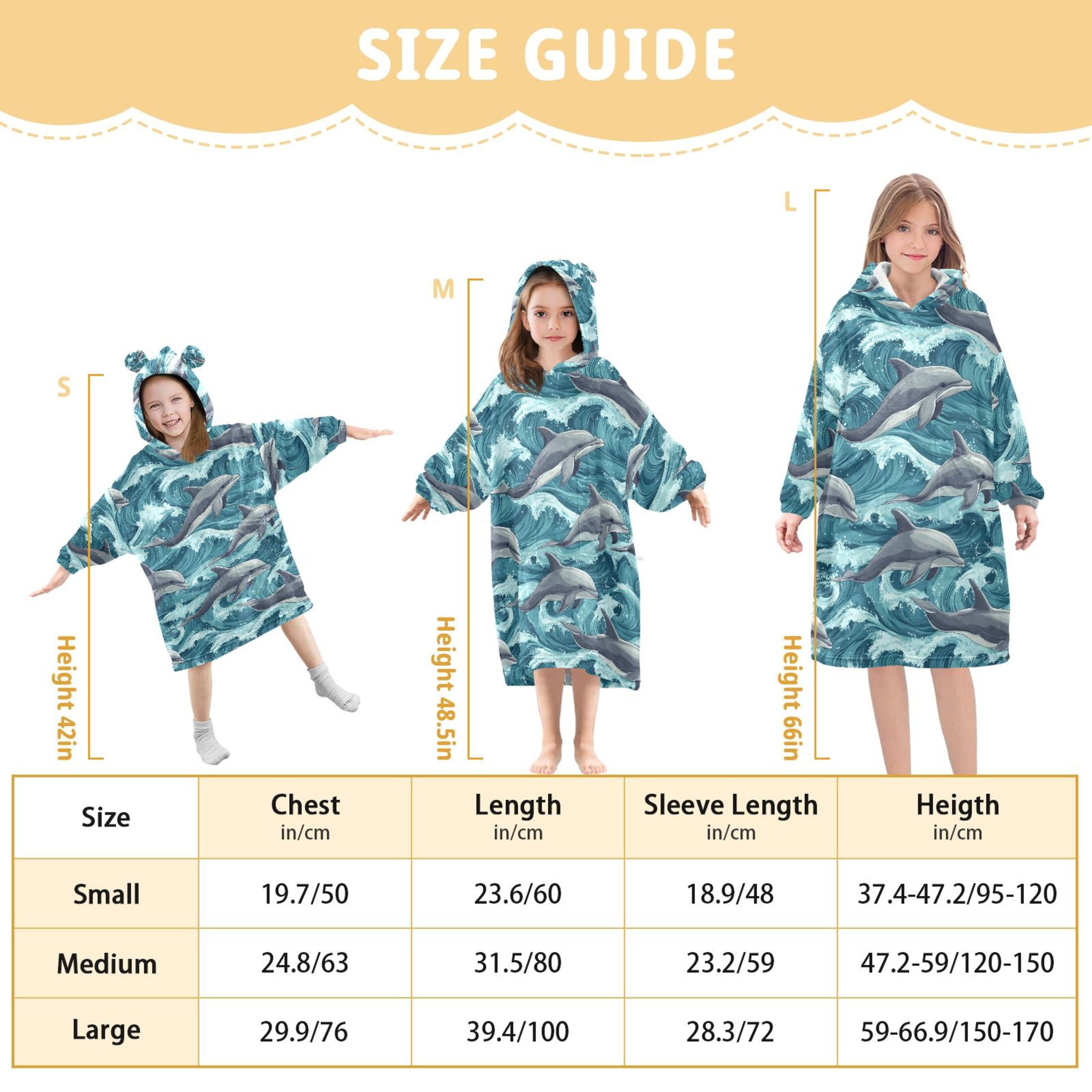 joogoo Wearable Blanket Hoodie for Cartoon Dolphins-z1 Oversized Sherpa Hooded 3-14 YR M