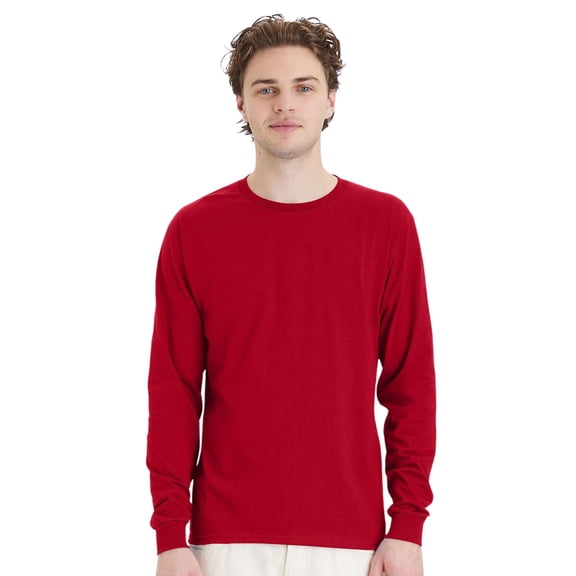 Crown Craze® Unisex Long Sleeve T-Shirt, 100% Cotton Long Plain Sleeve Everyday Tee (Athletic-Crimson, L)