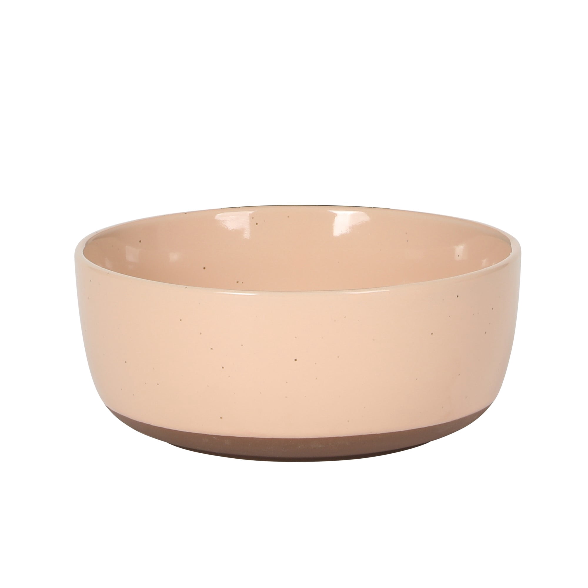 Gibson Elite Northrock Stoneware Dinnerware Set, 16-Piece Service for 4 Plates and Bowls Set – Pink Dishes with Hand-Painted Terracotta Base