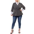 thumbnail image 3 of Agnes Orinda Women's Plus Size Blazers Notched Lapel Wear-to-Work Peplum Jacket Suit Blazer 3X Dark Grey, 3 of 9