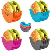 Porte-hamburger, boîte fixe pour hamburger réutilisable, porte-hamburger extensible sans gâchis, boîte de rangement en silicone pour hamburger, pince à hamburger en plastique rétractable lavable, 4PCS