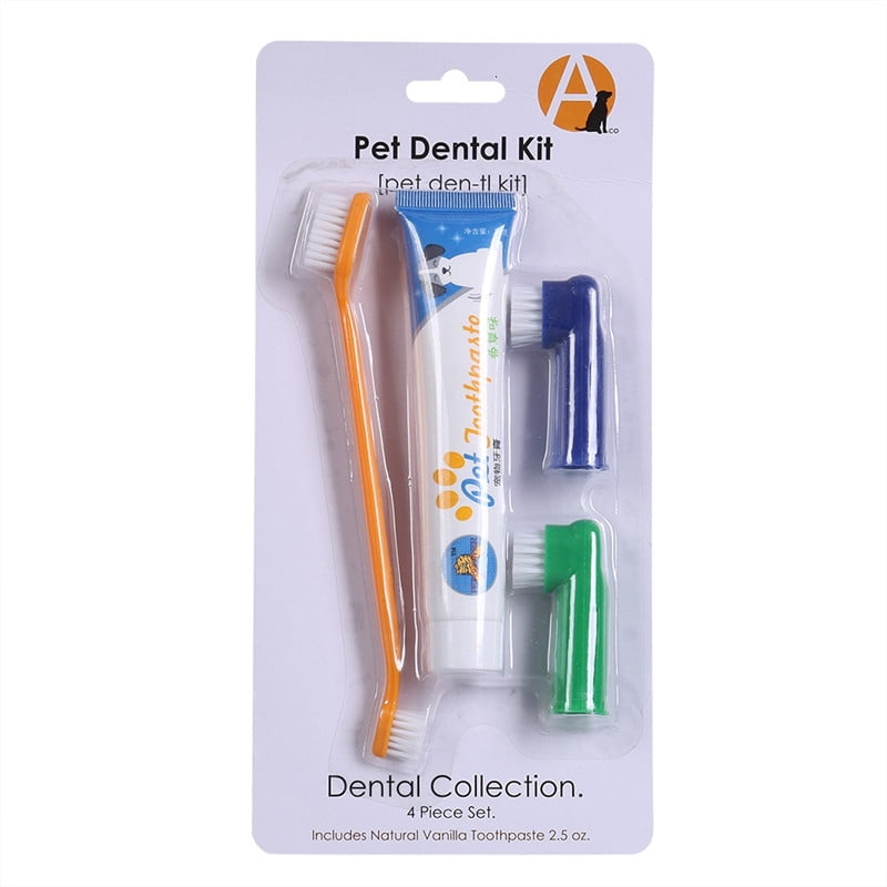 Pet dog puppy cat toothbrush teethpaste 1 toothpaste+1 twohead