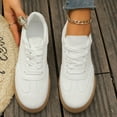 thumbnail image 3 of Rokment Low Top Fashion Sneakers for Women 2026 Spring Fall Simple Casual Solid Color Lace up Platform Walking Tennis Canvas Shoes White Size 8.5, 3 of 7