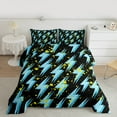 thumbnail image 2 of jejeloiu Cartoon Lightning Pattern Full Size Comforter Sets,Abstract Geometric Circle Dots Bedding Comforter Set,Blue Yellow Black Bedding Sets For Boys,Ultra Soft Home Decor,3-Piece, 2 of 8