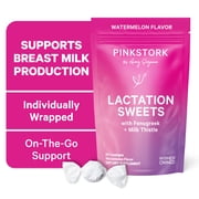 Pink Stork Lactation Sweets: Lactation Supplement to Support Breast Milk Production + Supply, Fenugreek + Milk Thistle for Breastfeeding Mothers, Women-Owned, 30 Watermelon Hard Lozenges