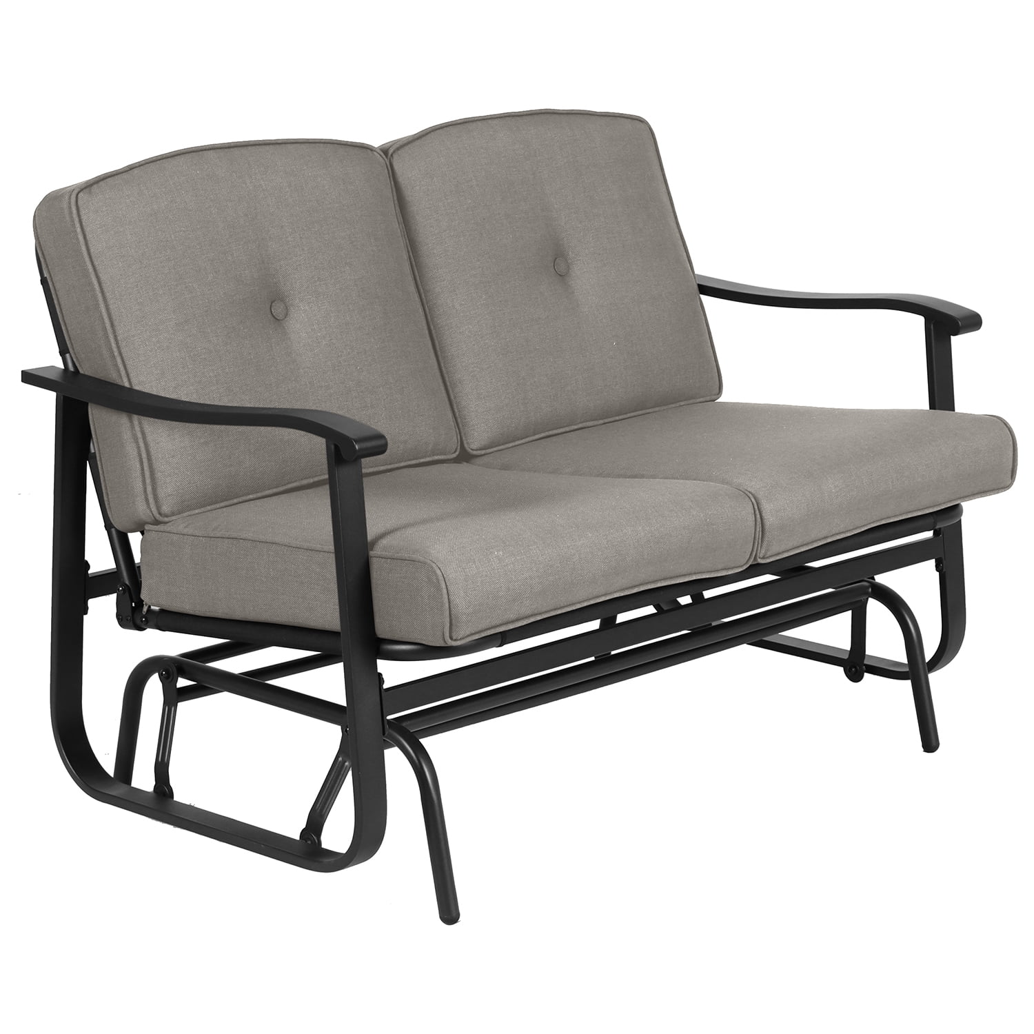 Mainstays Belden Park Outdoor Furniture Patio 2-Person Glider Bench with Cushions, Beige