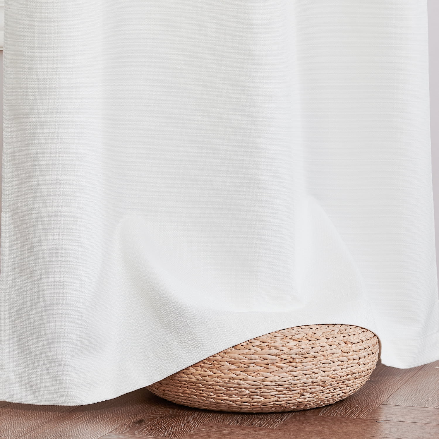 Curtainking White Curtains for Living Room 96 inches Linen Textured Curtains Light Filtering Back Tab Curtains Casual Weave Back Tab Drapes 2 Panels