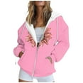 thumbnail image 2 of Chandails à Capuche Décontractés à la Mode pour Femmes à Manches Longues Imprimés, Chandails à Fermeture Éclair, Manteau avec Poche, Blanc, TTG, 2 of 6