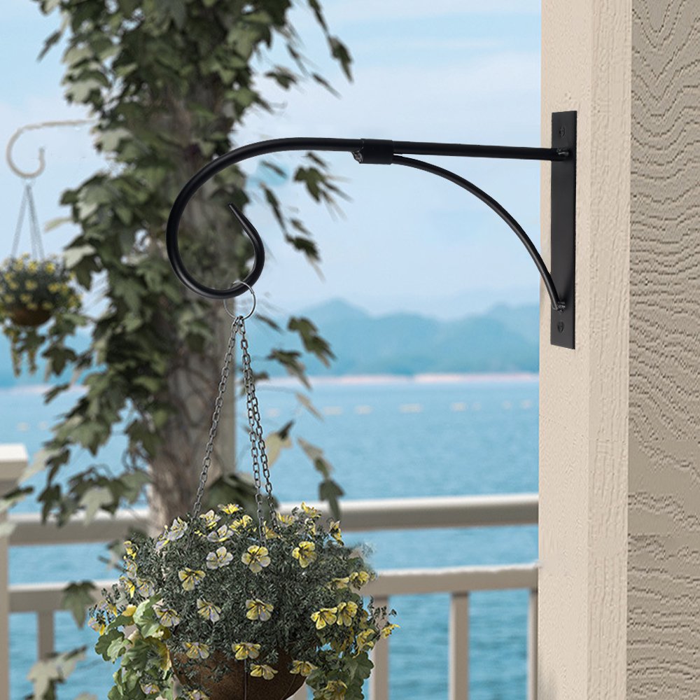 2 Supports Muraux Pour Paniers Suspendus – En Fer Forgé Noir, Design Oiseau – Pour Plantes, Lanternes, Décoration Extérieure - 6