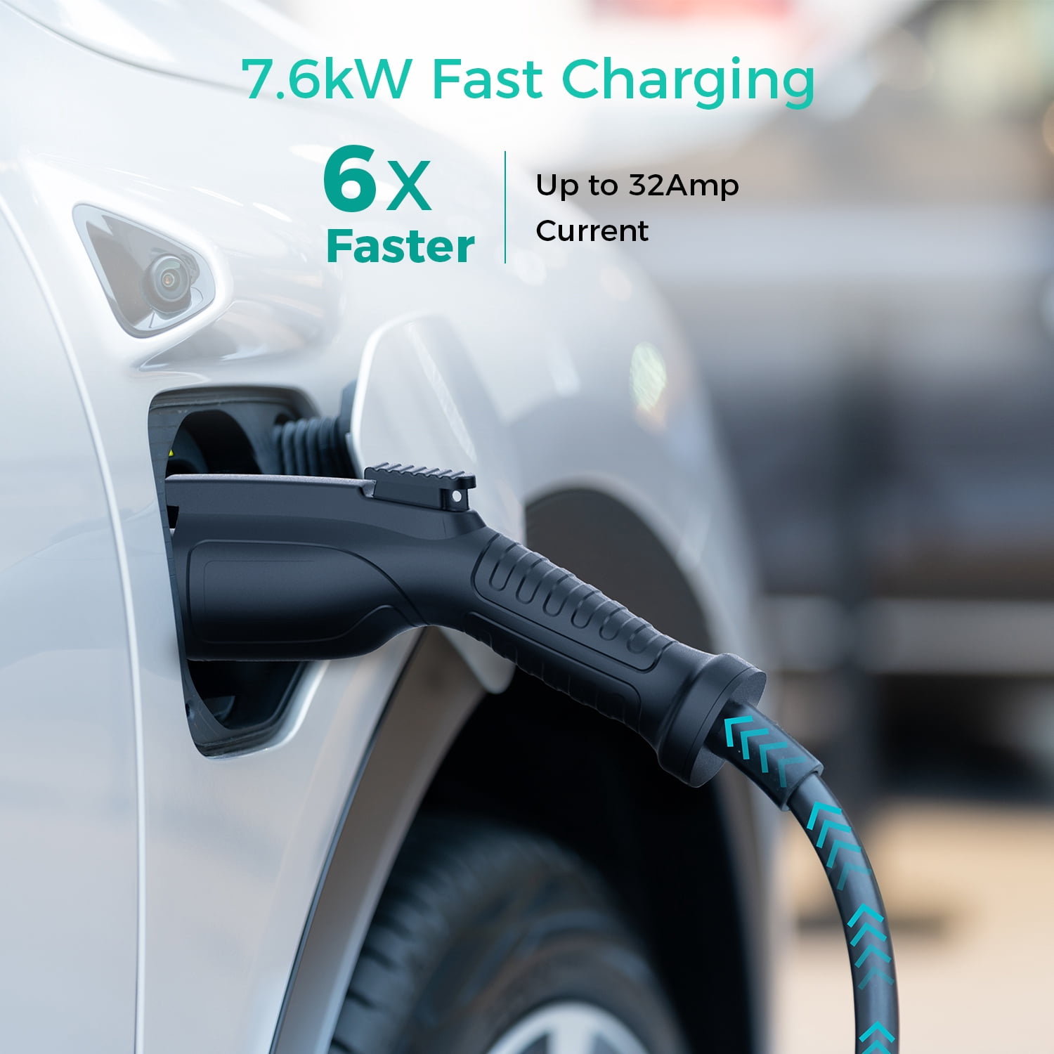 Fulsolen Level 2 EV Charger 32Amp/7.6kW/240V Electric Vehicle Charging Station with NEMA 5-15 and NEMA 14-50 Outlet