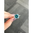 thumbnail image 2 of Paraiba Tourmaline Engagement Ring, 4.7 Carat, Asscher Cut, 925 Silver Halo Wedding Ring, Valentine's Day Ring for Love, 2 of 3