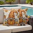 thumbnail image 4 of Orange Gnomes Fall Outdoor Waterproof Pillow Covers, Thanksgiving Pumpkins Plaid Leaves Rustic Decorative Square Throw Pillowcase Sofa Cushion Sham for Patio/Couch/Chair, 24"x24" 2 Pack, 4 of 8