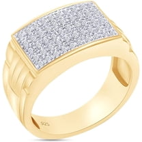Cluster Anniversary Wedding Men's Band Ring In 14k Yellow Gold Over 925 Sterling Silver Men Jewelry