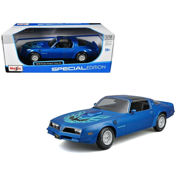 1978 Pontiac Firebird Trans Am Blue Metallic with Hood Graphics "Special Edition" Series 1/18 Diecast Model Car by Maisto