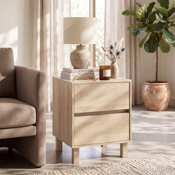 Giantex Wooden Nightstand, BedsideEnd Table w/Anti-Toppling Device