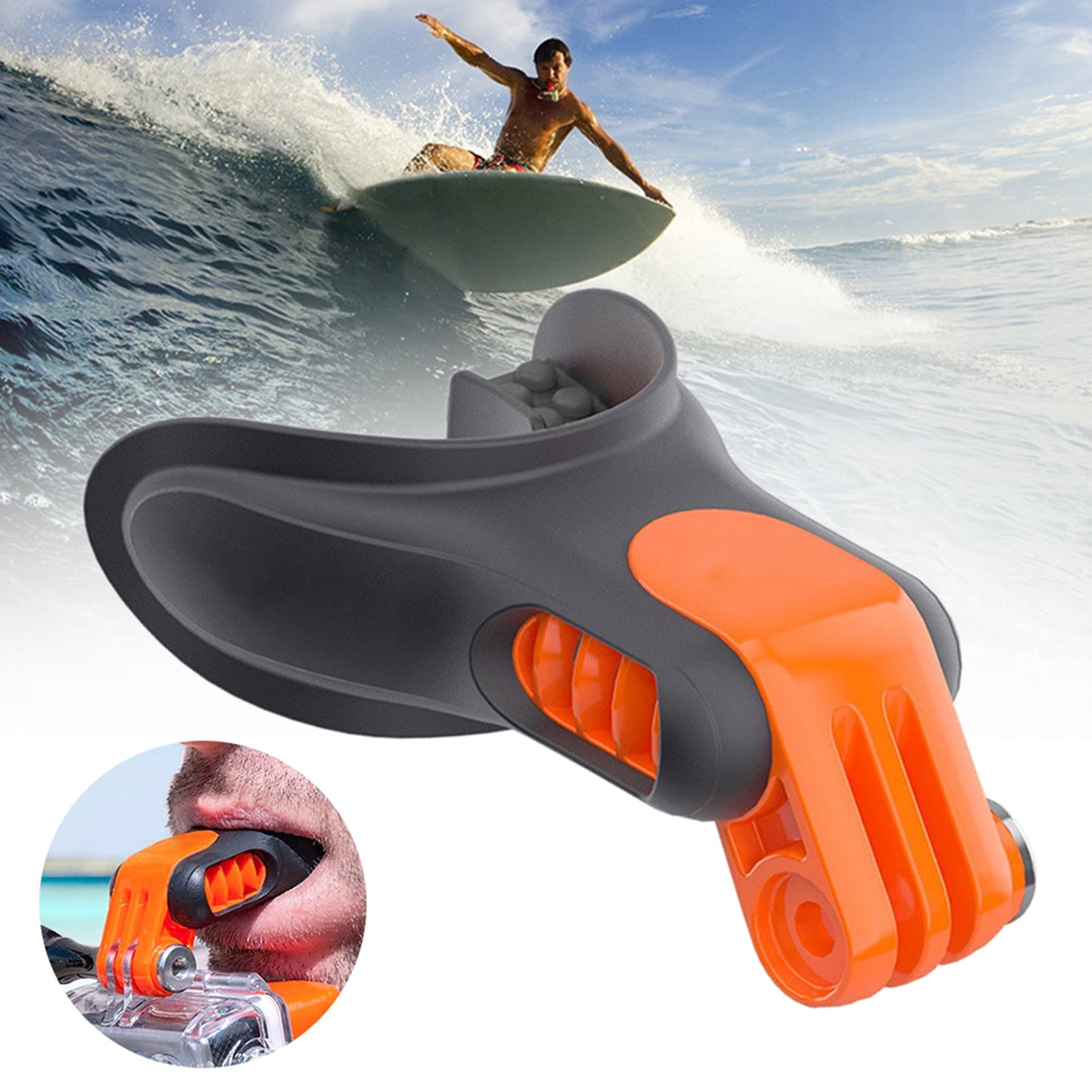 Blue Mouth Bite Mount Mouthpiece Holder Adapter Surfing Diving Skating with Floaty and Neck Lanyard for Gopro Hero 7/6/5/4/3/3 for SJCAM for XiaoYi Action Camera