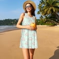 thumbnail image 3 of Honeii Flora Daisy Cactus Print Women's Sleeveless Dress, Loose Fit Casual Dress for Women, Summer Fashion Dress, 3 of 7