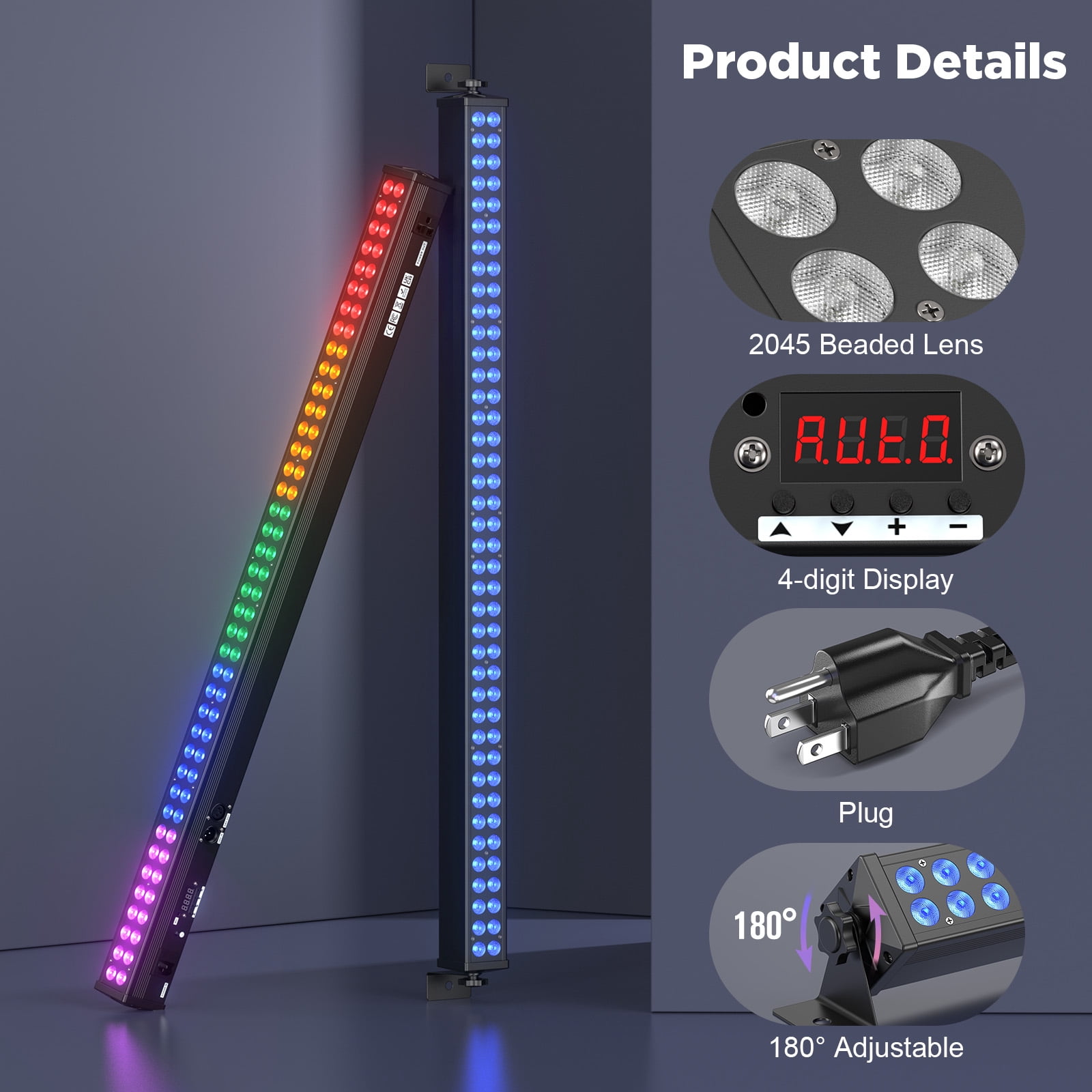 4-Pack 80PCS RGB LED Stage Light – Wall Washer with Marquee Effect, Jump, Gradient, Sound Mode & DMX Control for Pub, Party, KTV