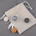thumbnail image 4 of INFUSEU Dream Catcher Essential Oil Diffuser Necklace Lava Stone Aromatherapy Jewelry for Women, Mandala Flower Filigree with Angel Feather, 7 Rocks, 24 Inch Chain, 4 of 8