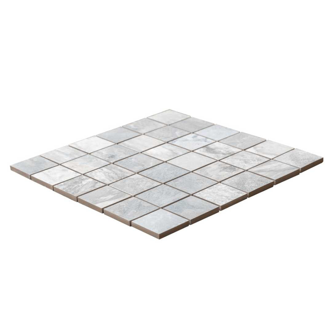 The Tile Life Wells Stone Slate 2" x 2" Blue Porcelain Mosaic Floor and Wall Tile, 1 Sheet