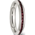 thumbnail image 4 of Stainless Steel Polished 4mm January Dark Red Cz Ring (Size 9) Made In China sr132-9, 4 of 5