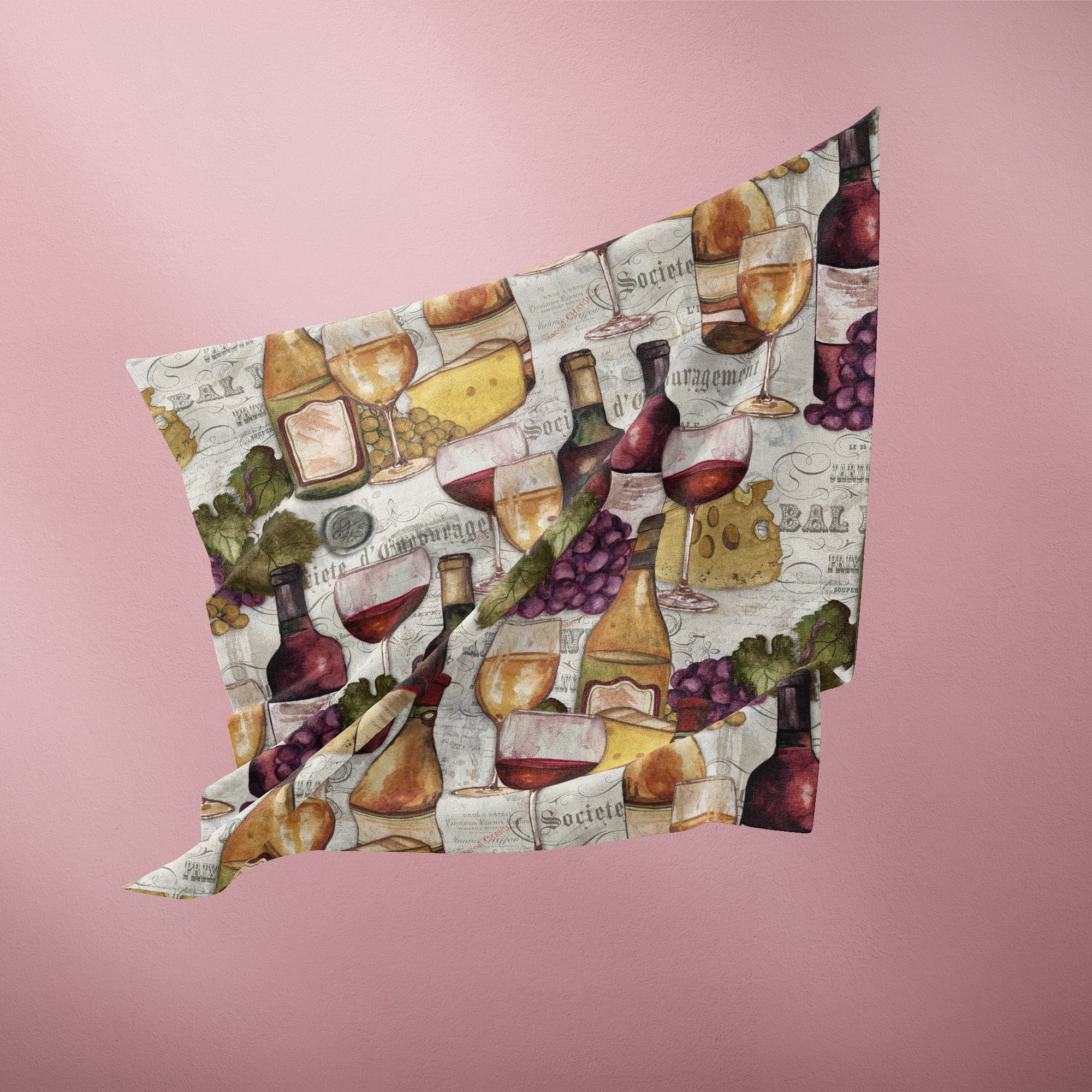 (2 pack) 1 Yard 100% Cotton Gotta Love Wine, Multi-color, 44" Wide for Quilting & Sewing by David Textiles