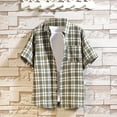 thumbnail image 2 of Camisas de los Hombres de Manga Larga Casual Botón de Comprobación Bolsillo Solapa Camisa de Moda, Poliéster Cuadrado, 2 of 7