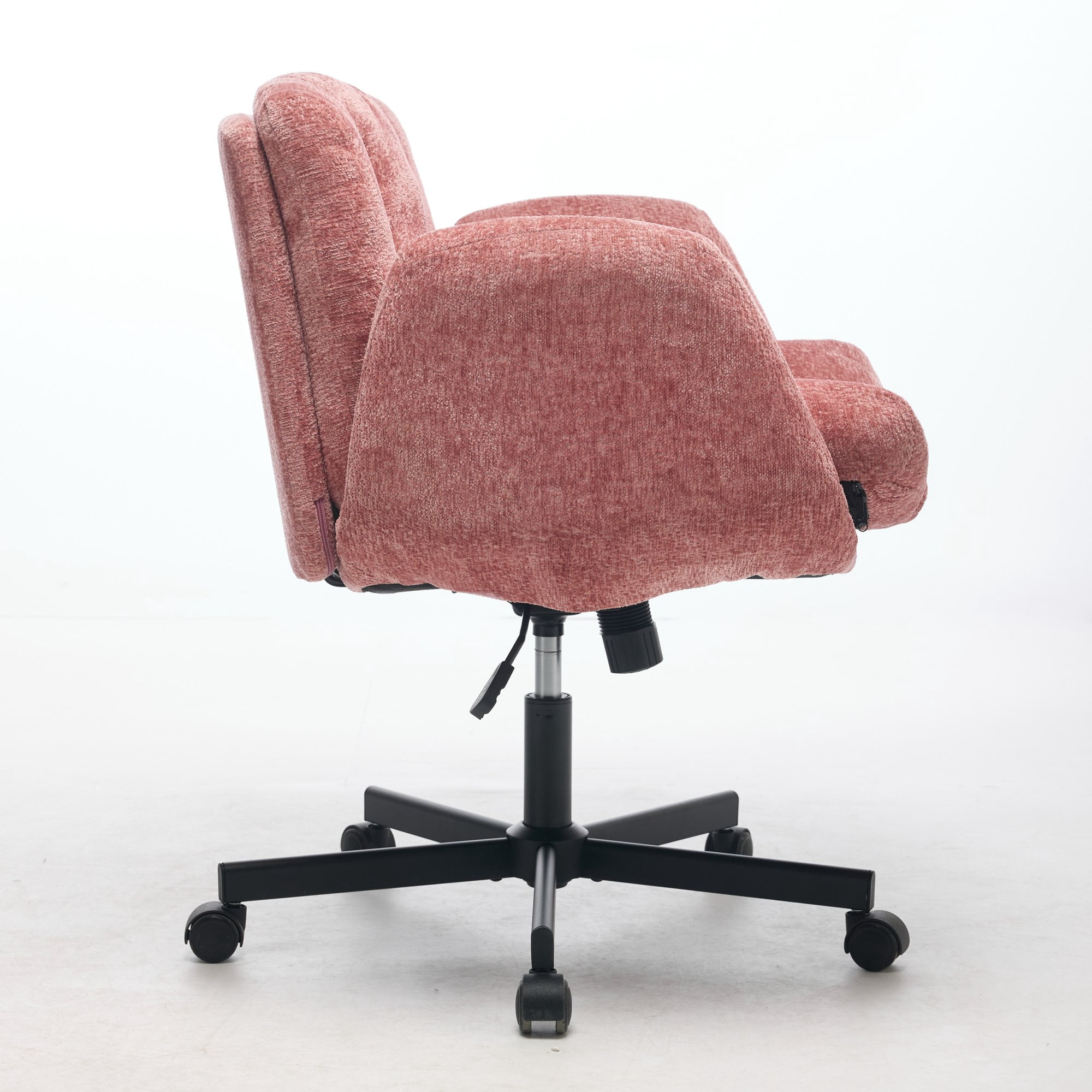 Modern Chenille Swivel Office Chair, Height Adjustable Task Chair with Convertible Armrests, Double Cushioned Desk Chair for Home Vanity Living Room