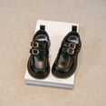 thumbnail image 2 of ZACPNCV Toddler Girls Dress Shoes Knit Mary Jane Flats Ballet Comfortable Flat with Bow Black, 2 of 7