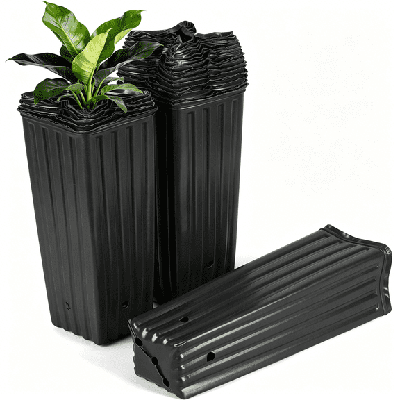 ACDANC 12 Inch Tall Tree Nursery Pots for Plants,50 Pack Plastic Deep Tree Plant Pot with Drainage Holes,Seedling Flower Treepots for Indoor Outdoor