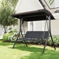 thumbnail image 6 of Towallmark Patio Swing Chair, 3-Seat Outdoor Porch Swing with Adjustable Canopy - All-Weather Textilene Fabric Hanging Swing Bench for Garden, Backyard, Poolside - Heavy Duty Black, 6 of 9