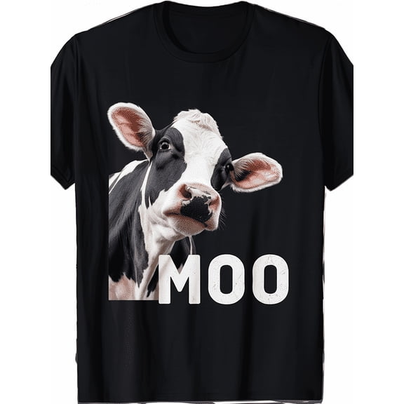 Moo Cute Cow Funny Farm Animal Graphic Tee for Men Women, Cute Cattle Farming Country Short Sleeve T-Shirt, Casual Crew Neck Top for Cow Lover Gift