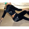 thumbnail image 4 of Women’s Casual Tracksuit Two Piece Set Zip Up Hooded Jacket Flare Pants Soft Velour Lounge Outfit Athletic Streetwear Matching Set, 4 of 12